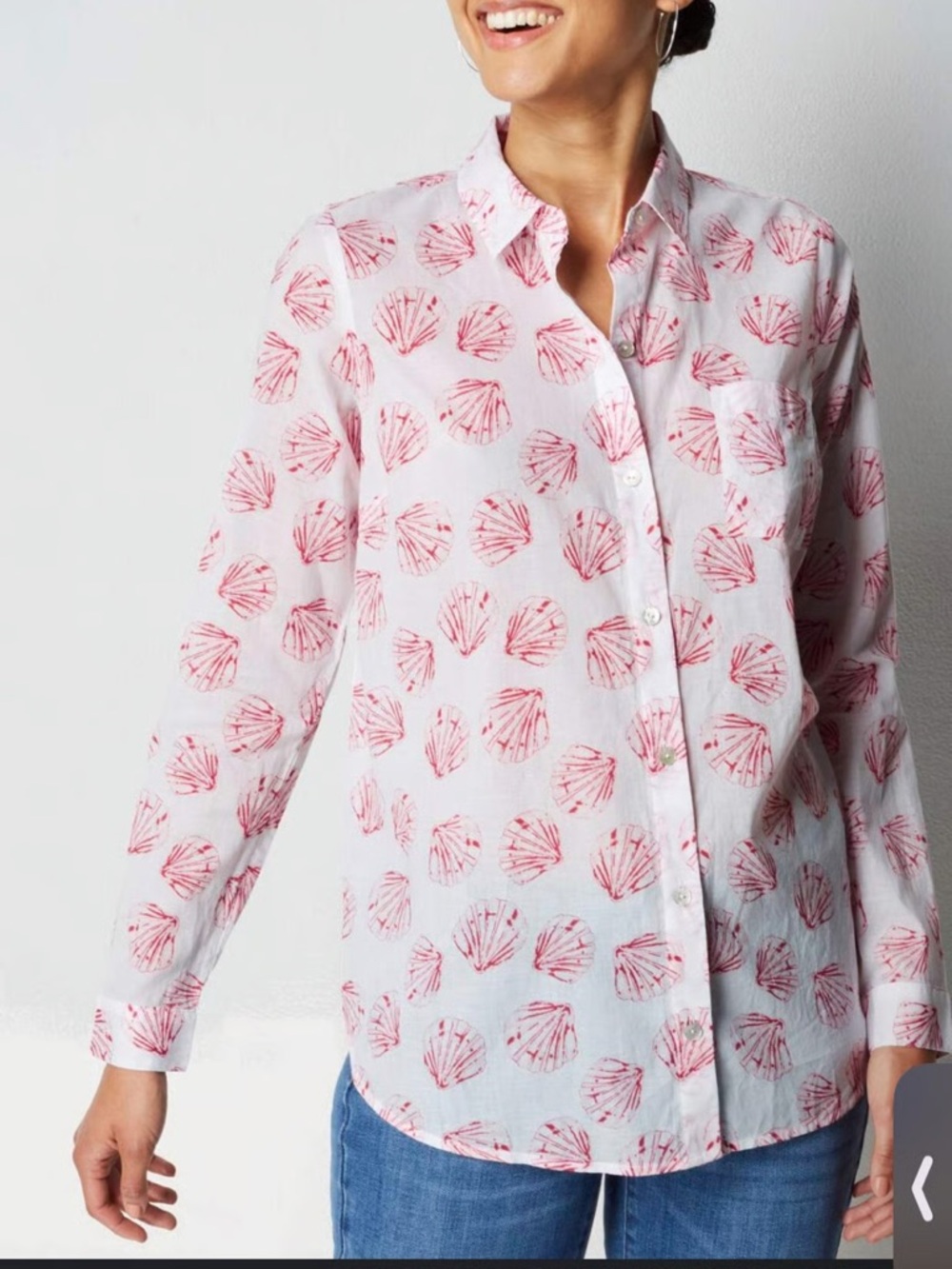 J. Jill 100% cotton light weight button down in tossed shell pattern
